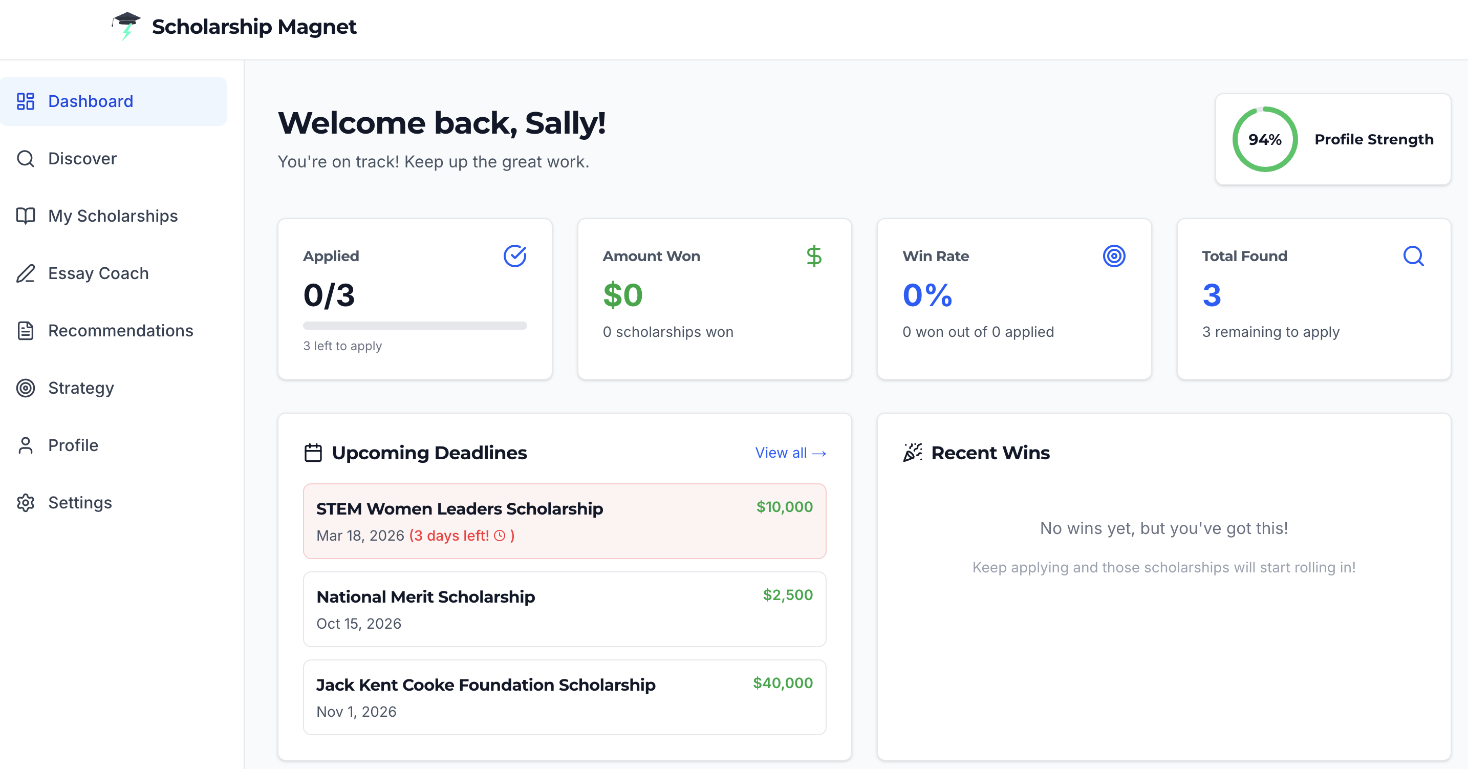 Scholarship Tracker screenshot